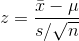 z = E-u s/n