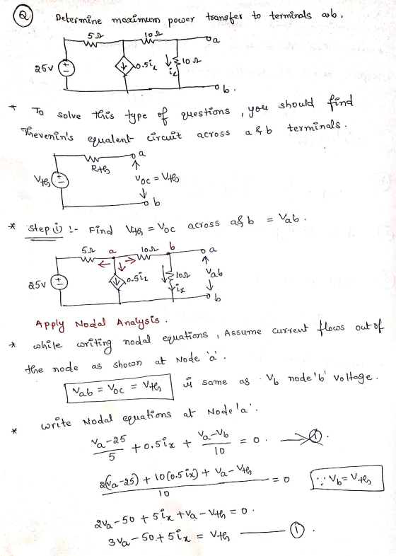 Q Determine maximum power toansfer to terminals ab, 51 Tos 25V (40.55 136 - 06 To solve this type of questions you should fin