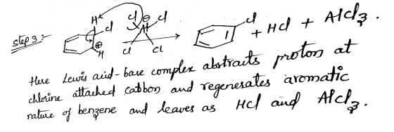 Spa step 3 - FT410 + Aldo Here Lewis auid-base complex abstraits proton at chlorine attached catbon and regenerates aromatic