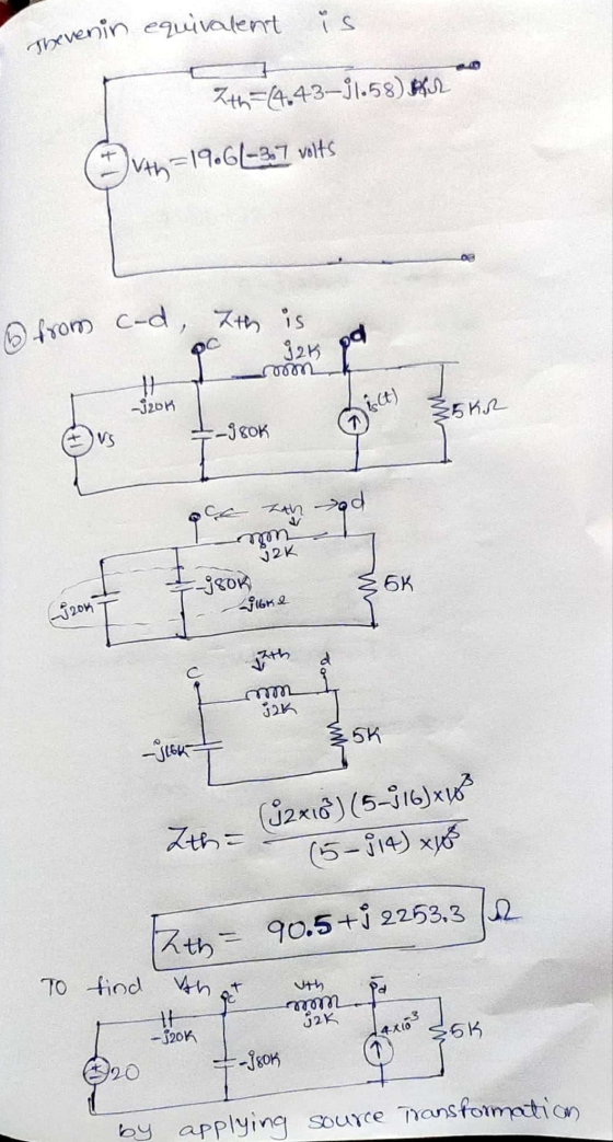 Thevenin equivalent is 7th=14.43–31.58) AS th=19.6-37 volts from cod, th is 326 od + -1204 1.ct) 85kr — «OK T ce an ad um 12K