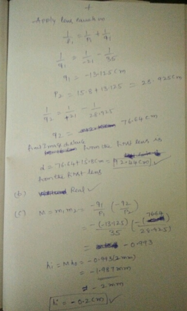d = 76.64+15.8cm - 12.44600) - Apply love cauch in 4-13-125 cm P₂ = 15.8 + 13.125 - 28.9250m +2 42.276.64 cm fined Imas a seu