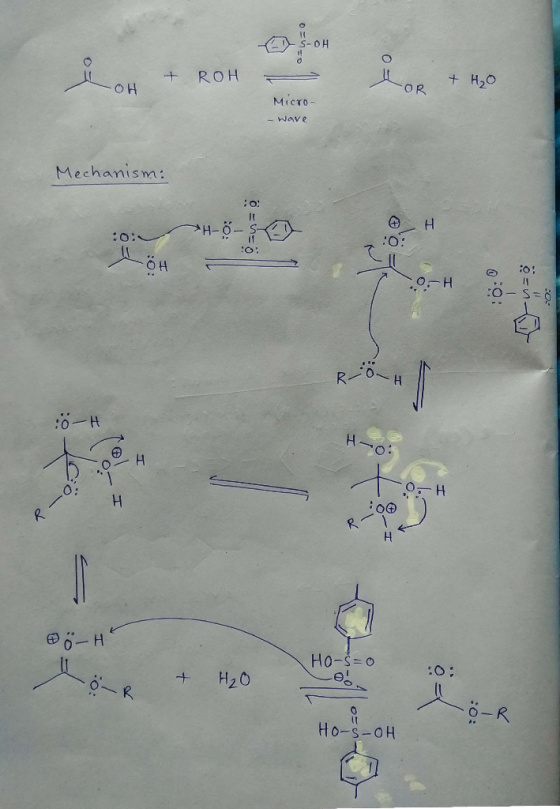 = S-OH O= + ROH i Ho + ROH -OH OR + H₂O Micro- - wave Mechanism: 0 I H-O O=y= höh 10: -O.H 8.no RÖH I ö-H H-o: :00 0 TOH R 0-
