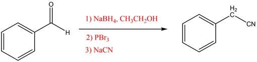 1) NaBH4, CH2CH,OH
CN
2) PBrz
3) NaCN