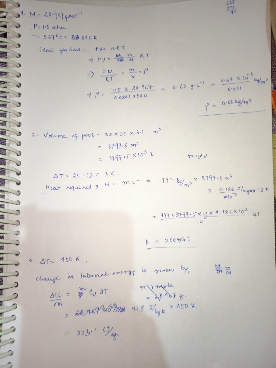 547 273 4 - 1 M = 2,8 1967 g mot Polis alm. T=56700 = 83 84 ok. ideal gas law; pre nRT Эгу - у мет PM m af RT 10 0.63 x - 0.6