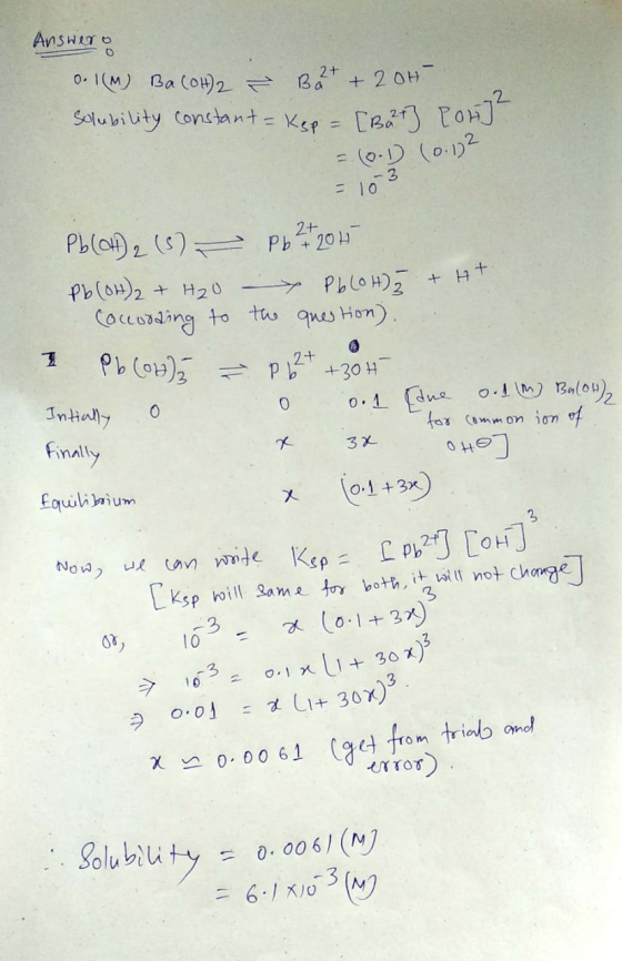 AnSHITO 0-1(M) Ba (o)2 Ba 20H Solubity Conctante Kep = [B tOn 1 = (0-D (0.1)2 10 3 Phlo2 () Pb 2+ 20H Ph(o)2H20 PhloH2 ocerdi