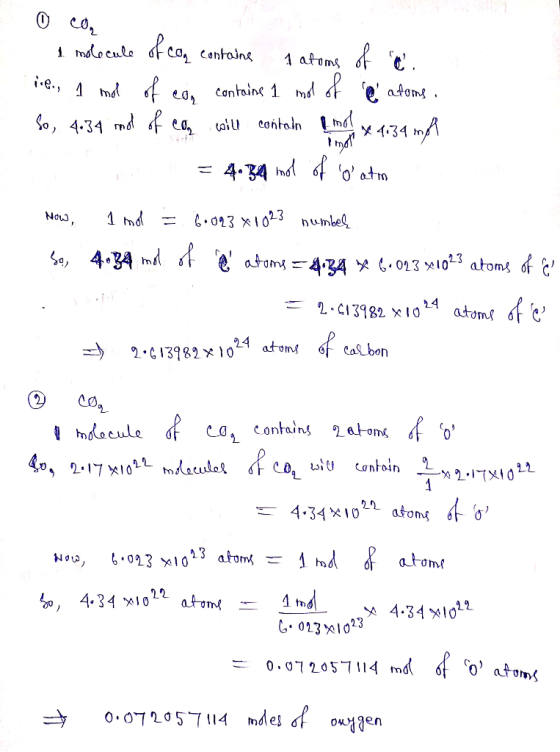 0 con 1 molecule of con contains a atoms of . Line 1 mol of con contains 1 mol of atoms. So, 4.34 mol of ella will contain mo