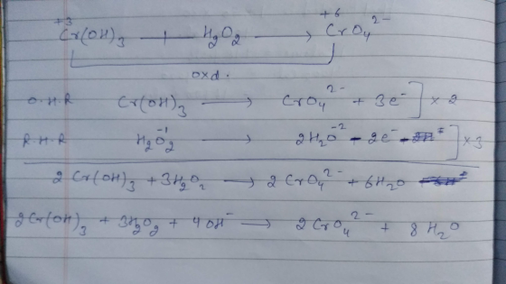 Croh) H.Og Croy OHR oxd. CroH), crou + 3 e 1 2 2 Cr(OH)3 + 3H & Carton) + 3 + 4 os Crou? - + 6H20² 2 Cro 2- + 8 Ho