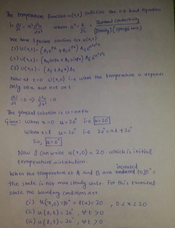 - Thermal conductivity dt = a de da2 2p2t The temperature function (n.) Satisfies the I-D heat equation where a ²-k 50 (Densi