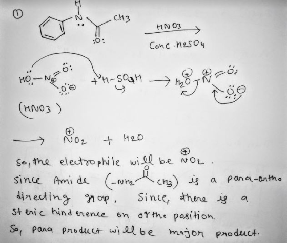 cH3 HN 03 :0: Conc nesoy -Soan HO N NO2 H20 wibe NO So1the electo phile cng) a Since, thena a do sine Ami de (-NK dinecting S