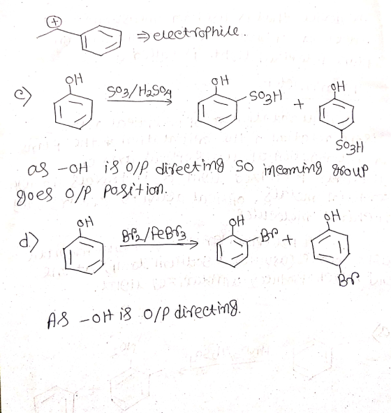 O + D .Šo3H as-oh is olf directing so incoming Group goes op. position. OH soooh AS -OH is O/P directing