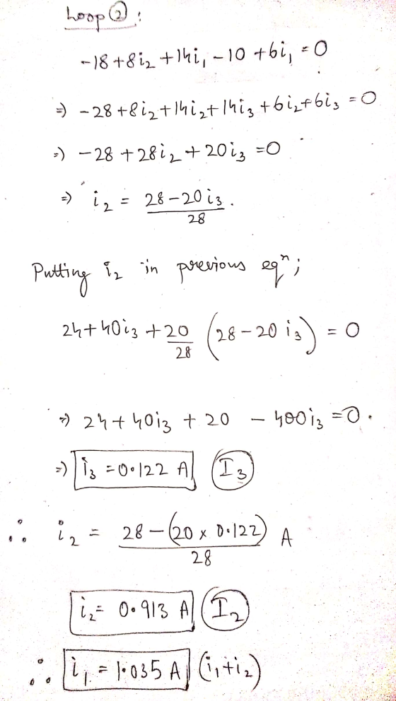 hoop -18 +8i2 +1hi7-10 +61, -0 =) - 28+812+thiet thiz +6 i ₂ foiz =0 -) -28 +2812 + 2013 - ) iz i₂ = 28-20 iz 28 Putting is i