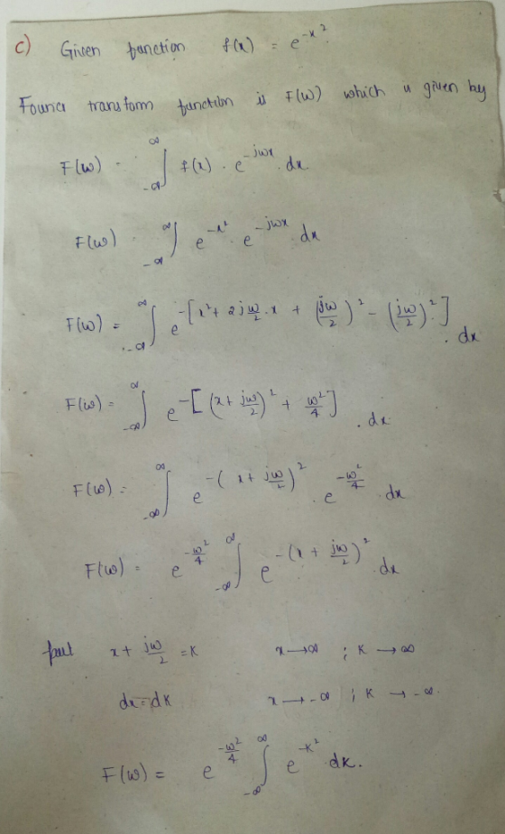 c) Giren function fa ett Founar transform function is is given by f(W) which FW) Jeeja de Fw). (2010) (10) Fla). J e E ar ies