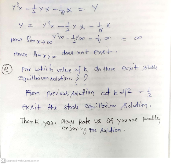 Y²x - byx~tx=7 y = y3 x 1 x - 13 tx Now lim y300 - Lyoo limxta to Hence lim xao does not exsit. For which value of k do these