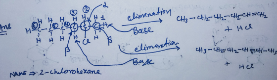 HH H H et H Climenation Base Eelime élimenutions th-42CH₂CH=CH2 the the cher CH3-CH2CH24&44-45 + Hel Base NAME - 2-chlorohexa