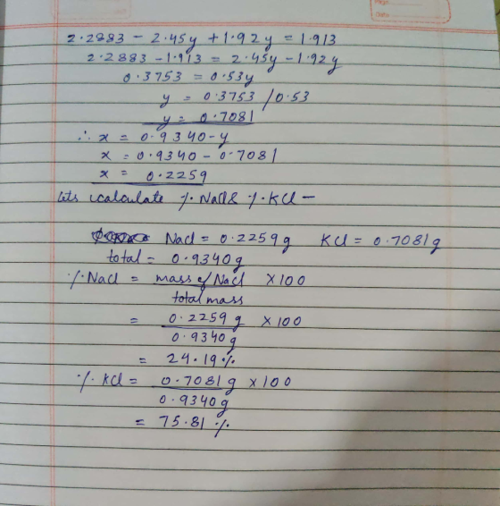 Data 2:2283 - 2:45y + 1.924 = 1.913 2.2.883 -1.913 = 2.454 -1.92y 0:3753 = 0.53y y = 0.3753 /0.53 y 20.7081 x= 0.9 340-y x =