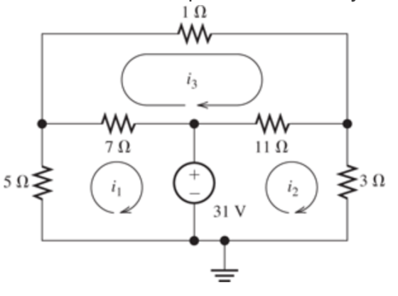 ΙΩ 7Ω 11Ω 512 3Ω 31 V
