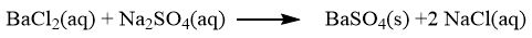 BaCl(aq) + Na2SO4(aq) — BaSO4(s) +2 NaCl(aq)
