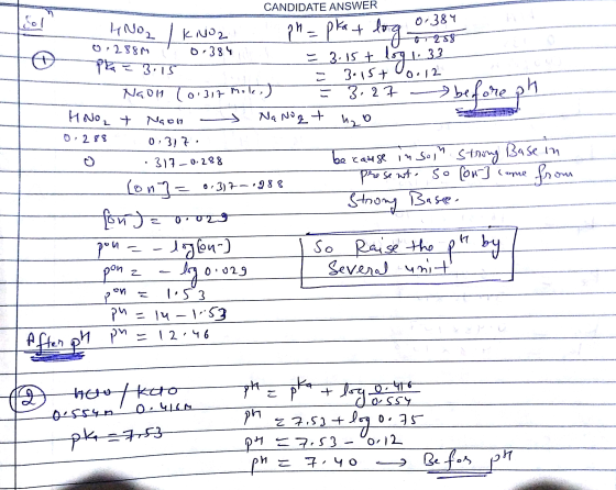 0.384 CANDIDATE ANSWER 4NO2 I KNO2 ph=pkat logo 07255 0.28879 0.384 S - 3.15 t 109133 la = 3.15 - 3.15+ 0.12 Naoh (01317 Mole
