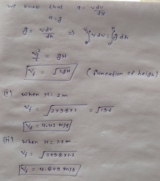 Know that a = vou doc a=g vdu ch Yww.com w 529H = (funcation of heigh) (نا when - im NG - 12x9 12x 9.881 - 519.6 VA = 4.42 mi