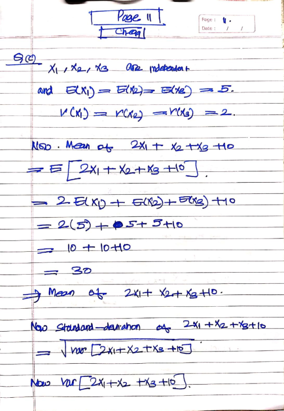 T Page 1 Cheaal Page: Date : 1. 1 tx-Xe, to are independent and ECXI) = E(12) 5142) = 5. v Cx1) = roky srix) = 2.- Noo . Mean