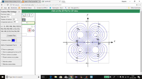 Amazon Music Library × \ e Later ln The Course We- KC Not secure www X/ 8 CalcPlat3D ty/paulseeburger/calcnsf/CalcPlot3D/ Ap