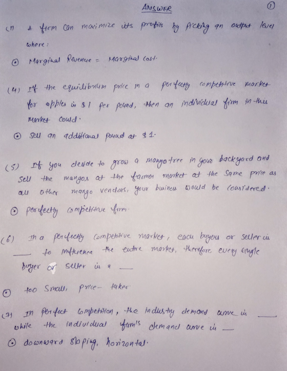 ANSWER profits by Picking an (1 & firm can maximize its output level where! 0 Marginal Revenue - Marginal cost perfectly comp