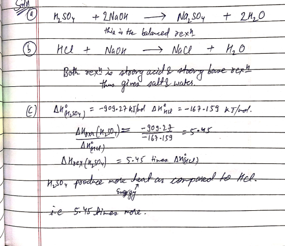Lan ③ H₂SO4 + 2NaOH → Na, soy + 2H₂O this is the balanced dexh Helt Naon Nace + H₂O Both rexh is strong acid & story base rex