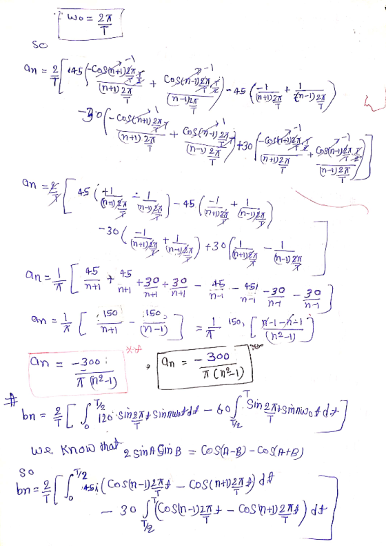 Wo= 27 av fans frambongcourbes no matte) u an = 2 14. On+ 4 CoS-1) n+1) 27 R -49 27 / -30f-costhil) 277 1. GoSen-1) 27.7.3.20