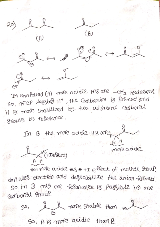 20) ii i a در هتي و od چه gioi In Cam Pound (A) more acidie His are -ethochrosene so, After lossing Ht , the Corbonion is for