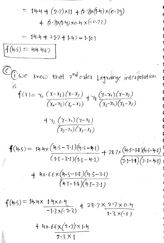 = 14.4 + (2.7)*11 + (2.7)x(1.4)*(0.39) + R-7)8(1.4) xo.4 x 60.73) = 14.4 + 29.2 +1:42 - 1.103 f(4.5) E44.462 Owe know that an