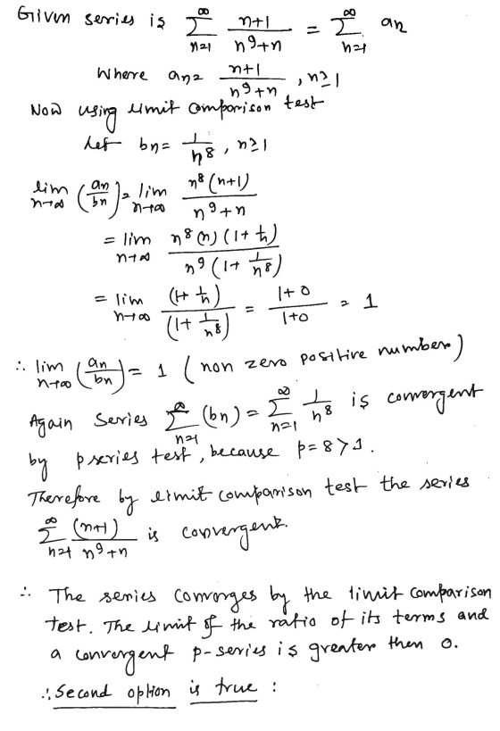 2 an 121 ha Givim series is a nel ng+n ntl ana ng+n limit comporison test Where nal Now using let bn= lim an bn no nto 9 2 1