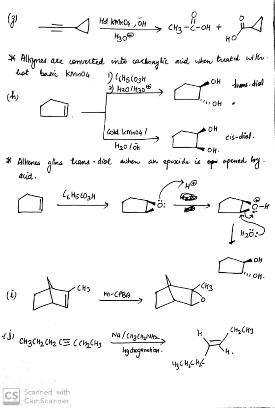 0 Hot KMnO4 OH H₂O > CH3-C-OK + ind HÓ * Alkynes are converted into carboxylic acid when treated with - hot basic kmnou D (CH