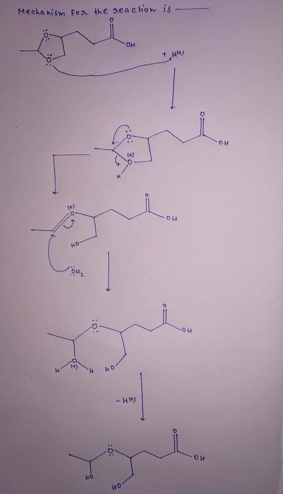 Mechanism for the reaction is ОН 4 H) - ОН (+) н он HO- би, :0 ОН А н - Н+) ОИ АО НО