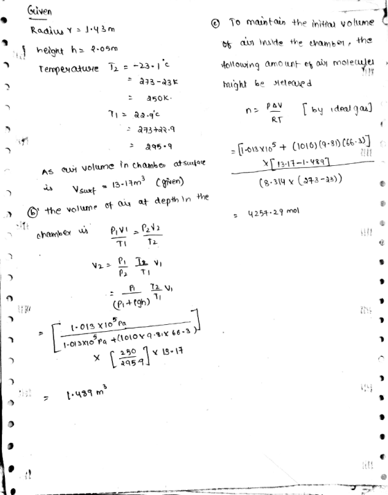 Guven O To maintain the inittol voltume os ain te he ehamben, the following amounトchain molecule haught be teterue d a50k bu