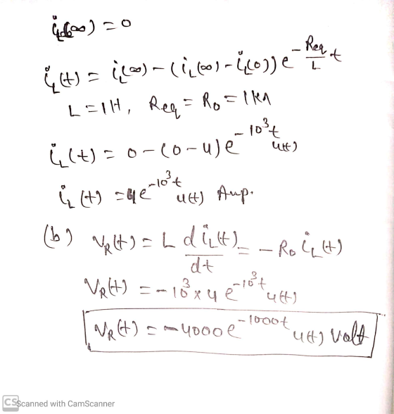 cenfeo)=0 (6) -(e)-ime Pata L=1H, Req= Rollen -10%! į(t) = 0-10-ue ů (t) ale ut) Aup. ut) =helott (b) Welt? = h dilt)_ - Role