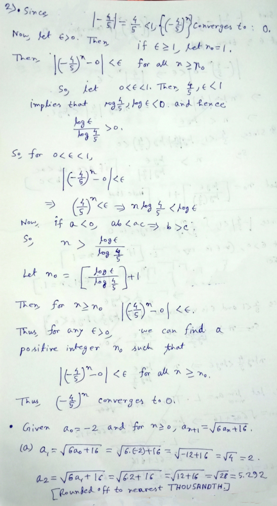 ince . . . 1- 21 = 4 4 2 (-2) Converges to : o. Now, let Exo. Then if tal, let no=1. Then, 1(-) - 0 <¢ for all nano So let OC