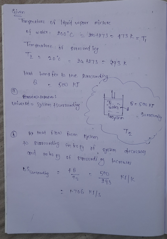 Given Temperature of liquid pour mixture of water - 900°C a 200 1973 = 473 k = Ti Temperature of surrounding q = 20°c a 20 42