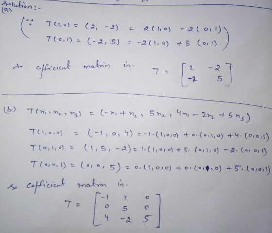 solution: - Tehod=(2, 2) Q llog -2 (0,1 T(0, 1) = (-2, 5) .) = -211,0) 45 (0,1) is. 2 efficient mabin in -2 5 Tennzang) = (-n