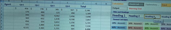 PICTUUM B С D E G H Calculation 1 Agent 2 Qtr2 Check Cell Qtr3 Explanatory. Input $ 3 4 778 $ 400 Qtri 456 $ 576 890 369 456