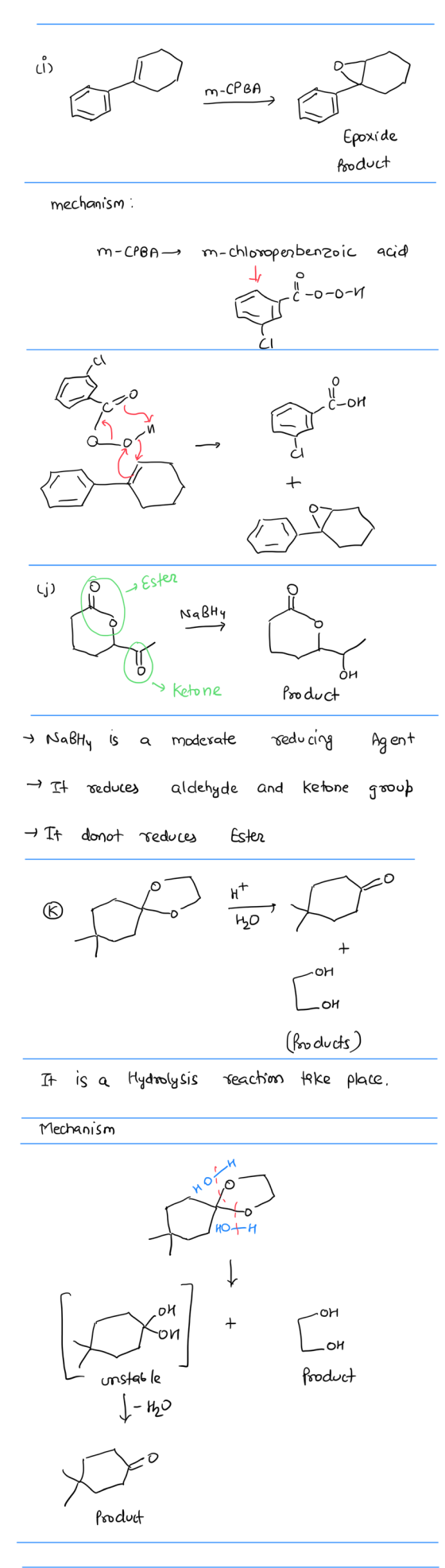 ci m-CPBA Epoxide Boduct mechanism : m-CPBA- m-chloropenbenzoic acid to .-o-o-u 0 •C-OH t Lj) Ester Nabhy & → ОН Ketone Prod