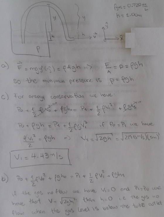 So the minimun presscrevs ,P=pgh c) For eny consarva tion we hove 2 2. 2 2 hove tet V2 thi bo ie the s no o tha ges lavel is