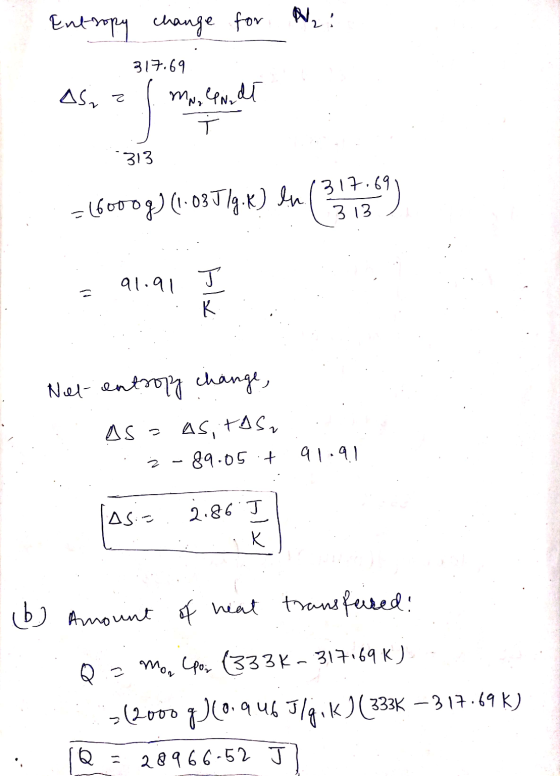 Entropy change for N: 317.69 AS, mno na dł T 313 =1600og) (1.03J/g.k) en ( 317.69 13.09 313 91.91 T K Neel entropy change, As