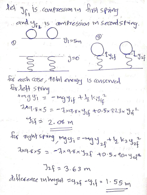night spring mgg; =-ngY₂8th K2 9₂8 let and If Ifi is, compression in first spring is compressias in second spring. O a 2 0 Y;