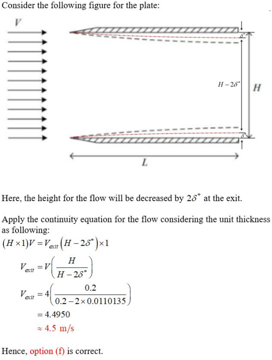 Consider the following figure for the plate: H-28 H Here, the height for the flow will be decreased by 28* at the exit. Appl