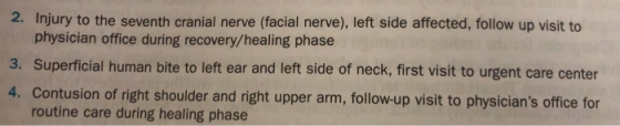 2. Injury to the seventh cranial nerve (facial nerve), left side affected, follow up visit to physician office during recover