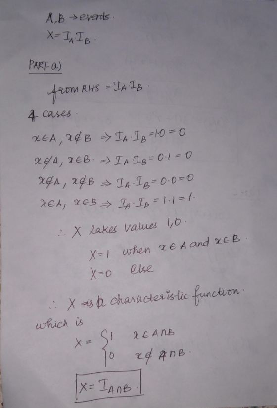 X-TAT PART a) cases A 1B ngA丿ndB →Ta.gg 0.0-о X lakes values ,o x-o ese : Xh character istic function