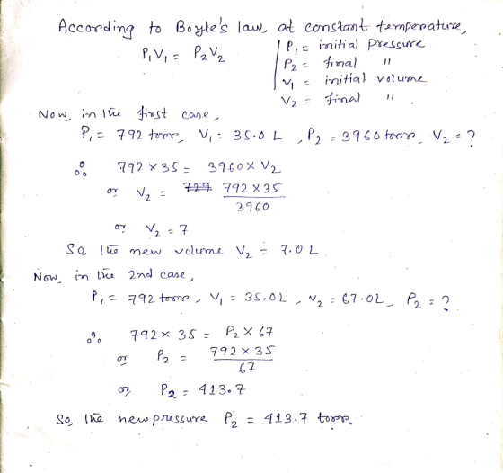to Boyles lauw at constant tampeoature / P, initial Pressure P2final According P,VIP2 initial volume final Now n Jist cane P