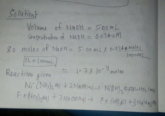 Colutiont go moles of Naot- . 00 mLX 0034 males looom Reac trow given ag