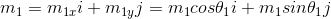 m_{1}=m_{1x}i+m_{1y}j=m_{1}cos\theta _{1}i+m_{1}sin\theta _{1}j