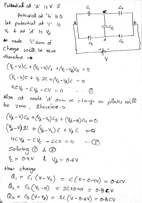 let potential a , is 5 A4 node c Sum of C3 0t0 e.